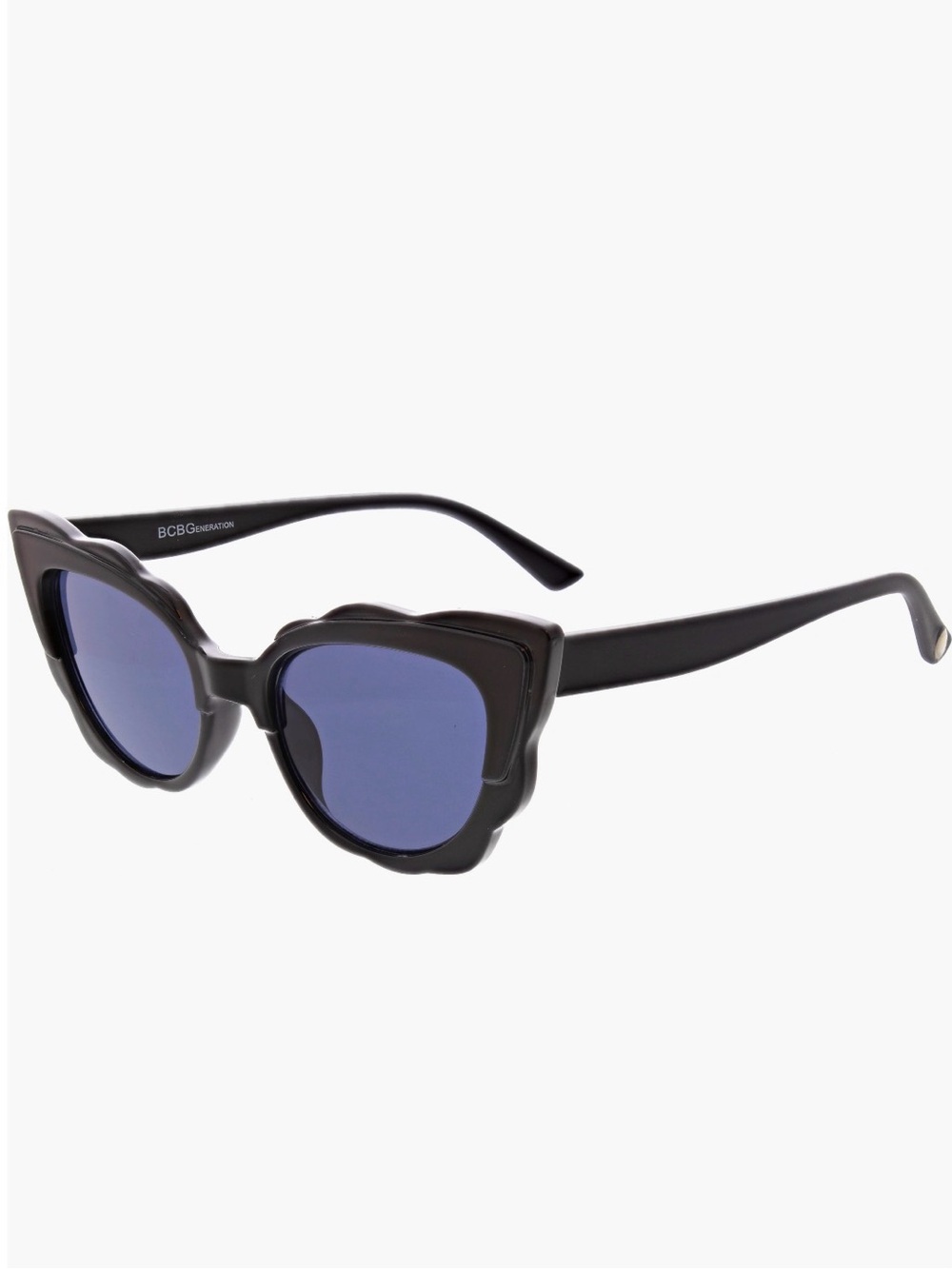 NWT BCBGeneration 53mm Black Scalloped Frame Cat Eye Sunglasses